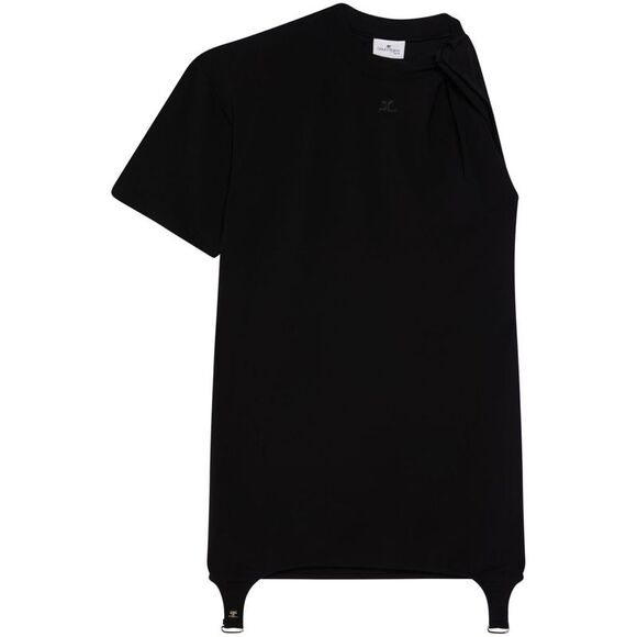 Sleek and Chic Short-Sleeve Black Dress for Women - Picture 1 of 4